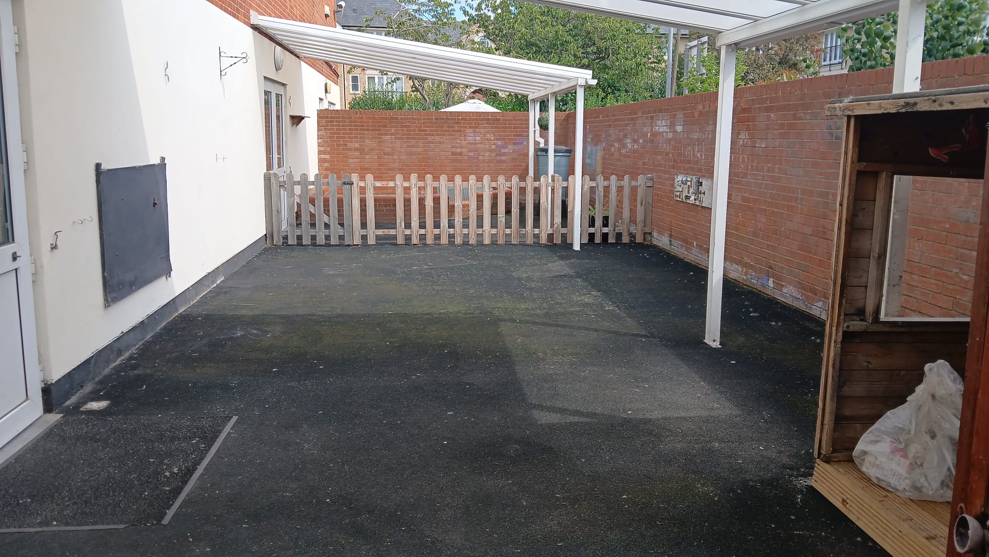 Exterior garden tidy after work completed